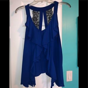 Blue with black lace top